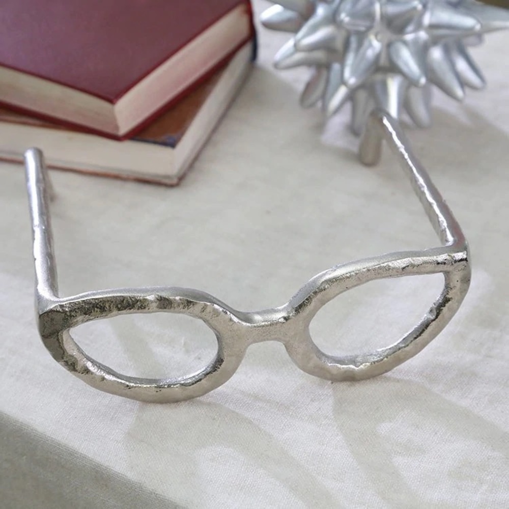 Sagebrook home, aluminum decorative glasses, silver